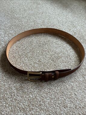 Italian Brown Leather Men’s Belt with Brass Buckle